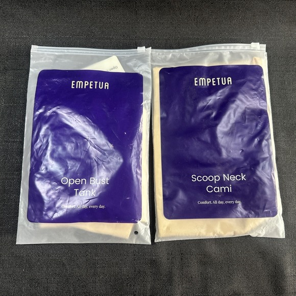 Empetua Shapewear Tank XL Lot of 2 Everyday Scoop Neck + Open Bust Cami NEW - Picture 2 of 4